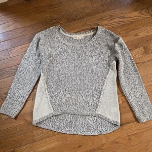 RD Style Chunky Knit Black and Cream Tweedy Sweater Sz M Hi Lo Super Flattering